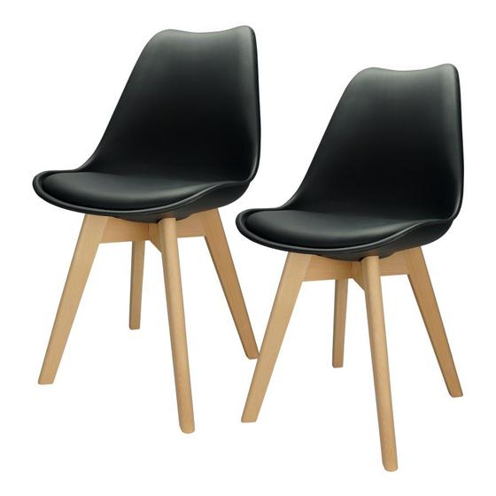 Kit 2 Cadeiras Charles Eames Leda Luisa Saarinen Design Wood Estofada Base Madeira - Preta Menor preço em Kit 2 Cadeiras Charles Eames Leda Luisa Saarinen Design Wood Estofada Base Madeira - Preta