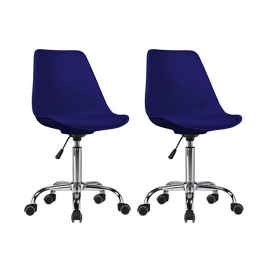 Imagem de Kit 2 Cadeiras Chicago Azul Polipropileno Couro Fratini