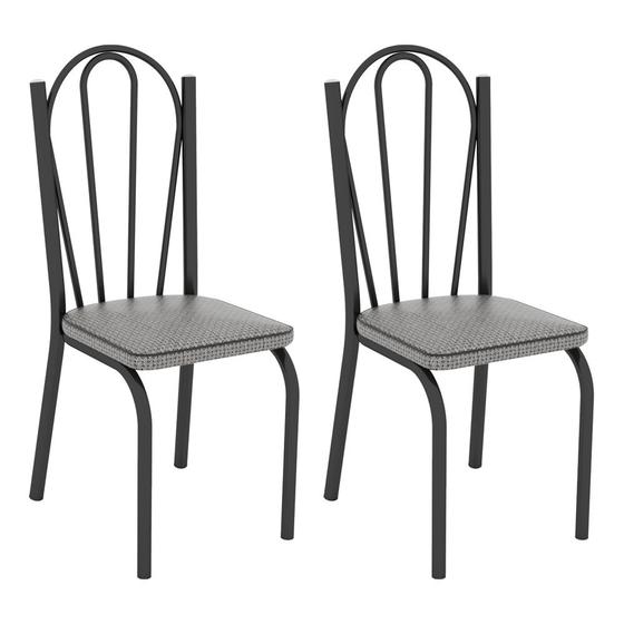 Imagem de Kit 2 Cadeiras de Cozinha Alabama Estampado Platina Pés de Ferro Preto - Pallazio