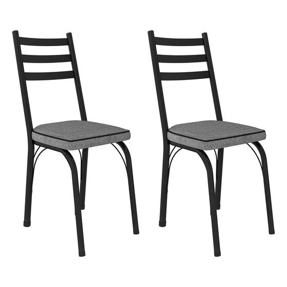 Imagem de Kit 2 Cadeiras de Cozinha Luisiana Estampado Andorinha Pés de Ferro Preto - Pallazio