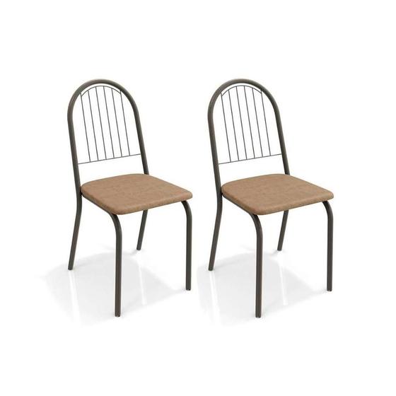 Imagem de Kit 2 Cadeiras de Cozinha Noruega 2C077PRF  2 Un Preto Fosco/Linho Capuccino - Kappesberg