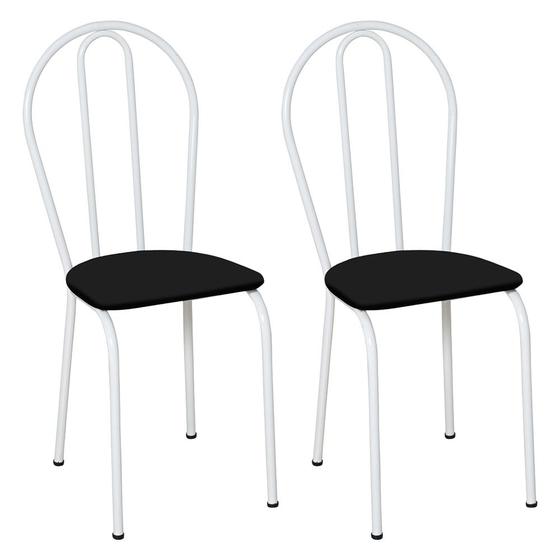 Imagem de Kit 2 Cadeiras de Cozinha Texas Liso Preto Pés de Ferro Branco - Pallazio