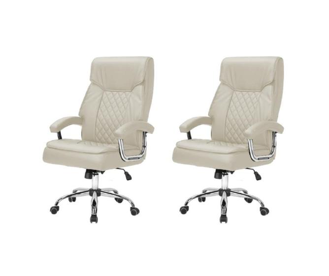Kit 2 Cadeiras de Escritório Presidente Munique Cor Fendi Mola Ensacada - Base Giratória Cromada Menor preço em Kit 2 Cadeiras de Escritório Presidente Munique Cor Fendi Mola Ensacada - Base Giratória Cromada