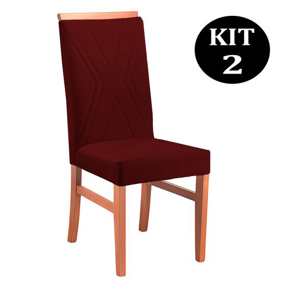 Imagem de Kit 2 Cadeiras de Jantar Estofada Bordo em Veludo Kloten