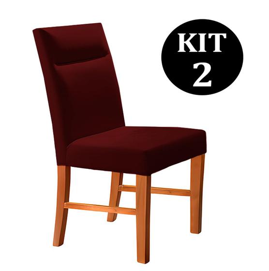 Imagem de Kit 2 Cadeiras de Jantar Estofada Bordo em Veludo Yastik