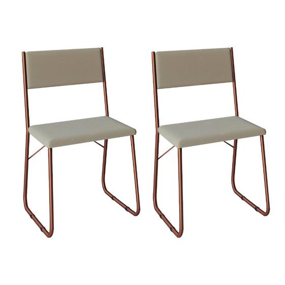 Imagem de Kit 2 Cadeiras de Jantar Estofadas Angra - Cobre e Bege