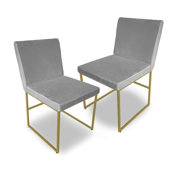Imagem de Kit 2 Cadeiras De Jantar Mavie Base Gold Estofada Veludo