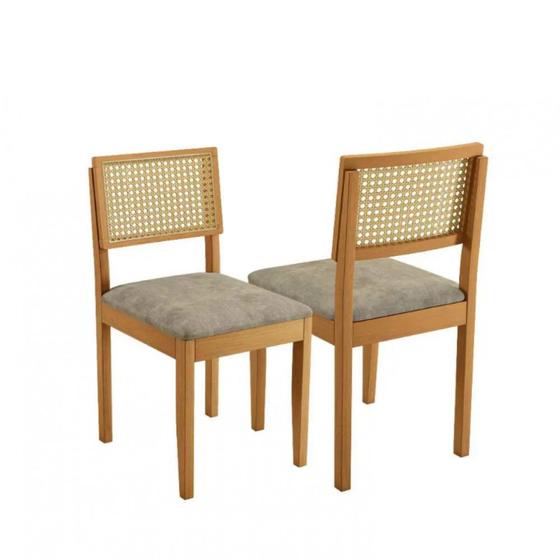 Imagem de Kit 2 Cadeiras Decorativa Jade Encosto em Tela Madeira Maciça JCM Movelaria