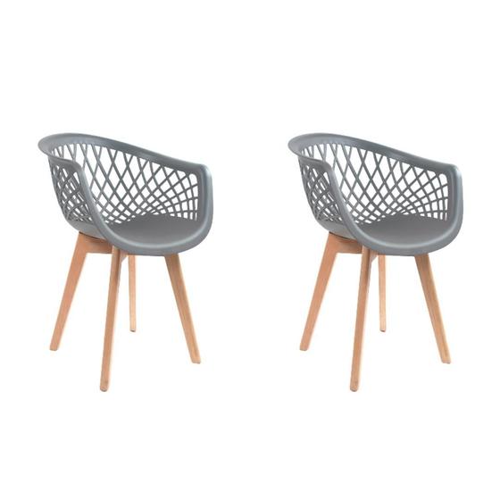 Imagem de Kit 2 Cadeiras Design Eames Wood Web Cinza