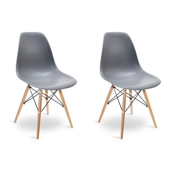 Imagem de Kit 2 Cadeiras Eames Wood Design Eiffel Jantar Cinza Escuro