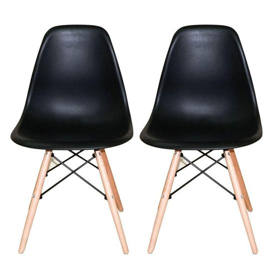 Imagem de Kit 2 Cadeiras Eiffel Charles Eames Wood Base Madeira Preta