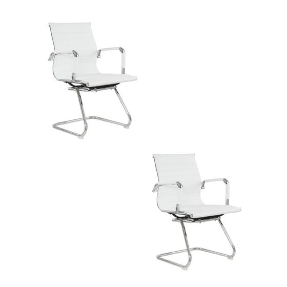 Imagem de Kit 2 Cadeiras Escritório Interlocutor Fixa Esteirinha material sintético Manhattan