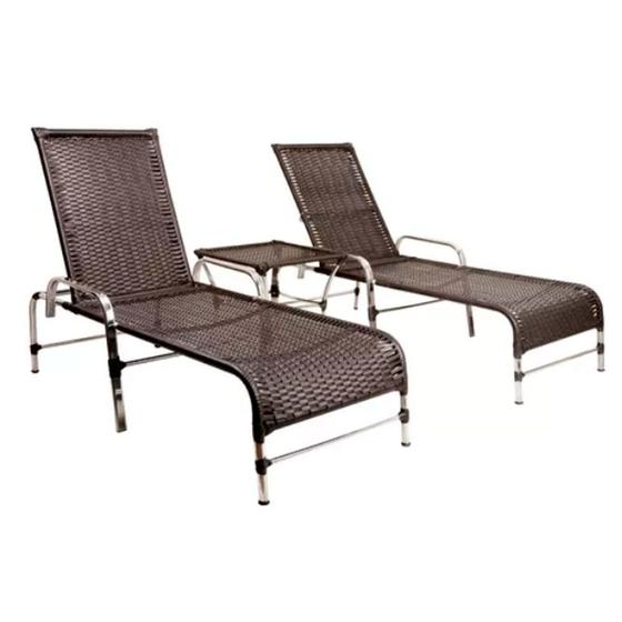 Kit 2 Cadeiras Espreguiçadeiras Catar e Mesa Garden Confortável Para Piscina Trama Menor preço em Kit 2 Cadeiras Espreguiçadeiras Catar e Mesa Garden Confortável Para Piscina Trama