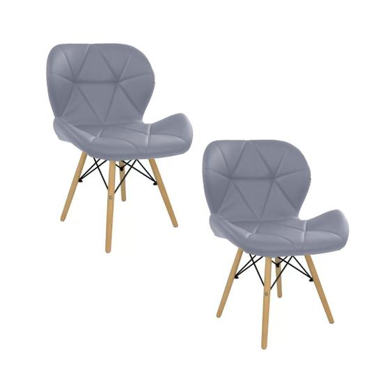 Imagem de Kit 2 Cadeiras Estofada Eiffel Slim Wood Pés Madeira