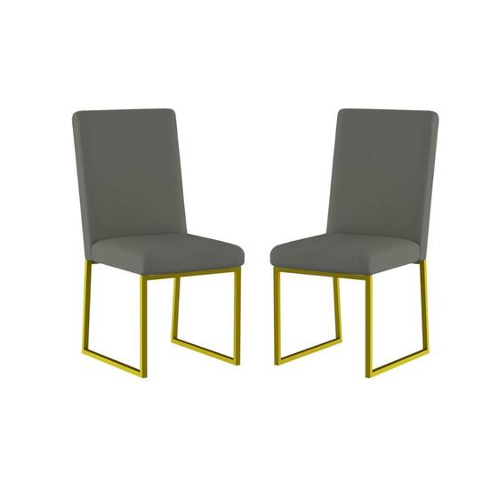 Imagem de Kit 2 Cadeiras Estofadas Base de Ferro Para Mesa De Jantar