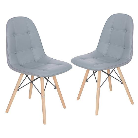 Imagem de Kit 2 cadeiras estofadas Charles Eames Eiffel Botonê com pés de madeira clara