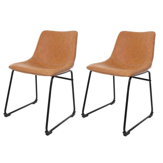 Imagem de Kit 2 Cadeiras Estofadas Com Encosto Com Alto Para Mesa De Jantar Sala Cozinha Munich Bruna Caramelo Vintage