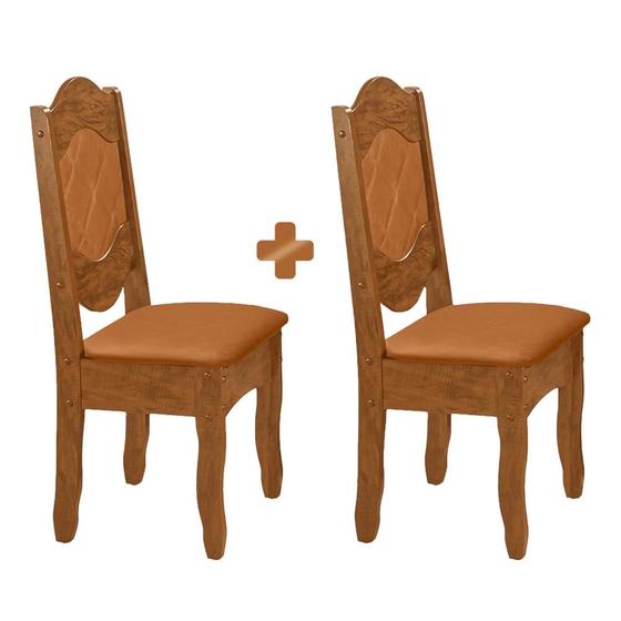 Imagem de Kit 2 Cadeiras Estofadas Material Sintético Canela Rústico Caramelo Imperial III Art Panta