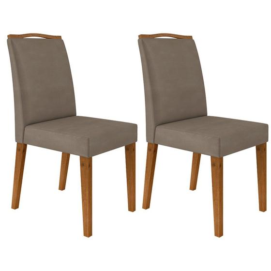 Imagem de Kit 2 Cadeiras Estofadas Para Sala de Jantar Bella N04 Vanilla/Ipê - Mpozenato