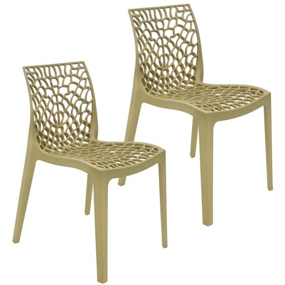 Imagem de Kit 2 Cadeiras Gruvyer Design Cozinha Sala de Estar Jantar - Bege