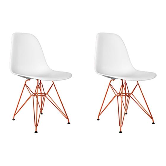 Imagem de Kit 2 Cadeiras Jantar Assento Branco Eiffel Eames Base Ferro Cobre