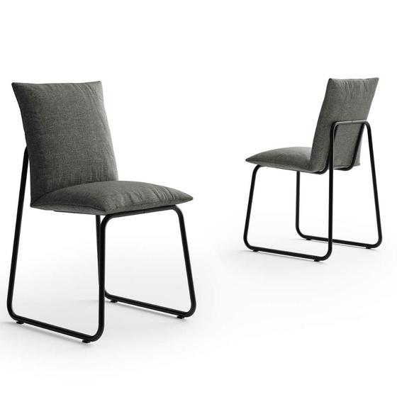 Imagem de Kit 2 Cadeiras Jantar Soft Encosto e Assento Linho 87cm Gra