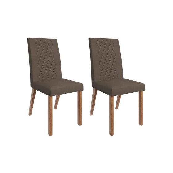 Imagem de Kit 2 Cadeiras Lara Madeira Maciça Canela/Veludo Marrom Espresso Móveis