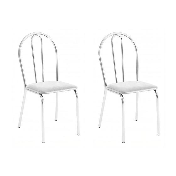 Imagem de Kit 2 Cadeiras Lisboa Cromada Para Cozinha ou Área Gourmet-Assento Sintético  Branco