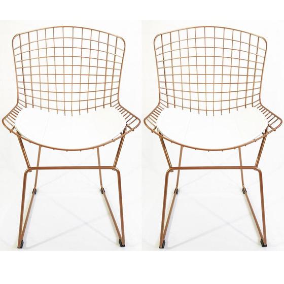 Imagem de Kit 2 Cadeiras para cozinha BERTOIA cobre assento branco - Poltronas do Sul