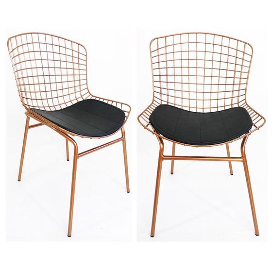 Imagem de Kit 2 Cadeiras para cozinha BERTÓIA cobre assento preto tubular - Poltronas do Sul