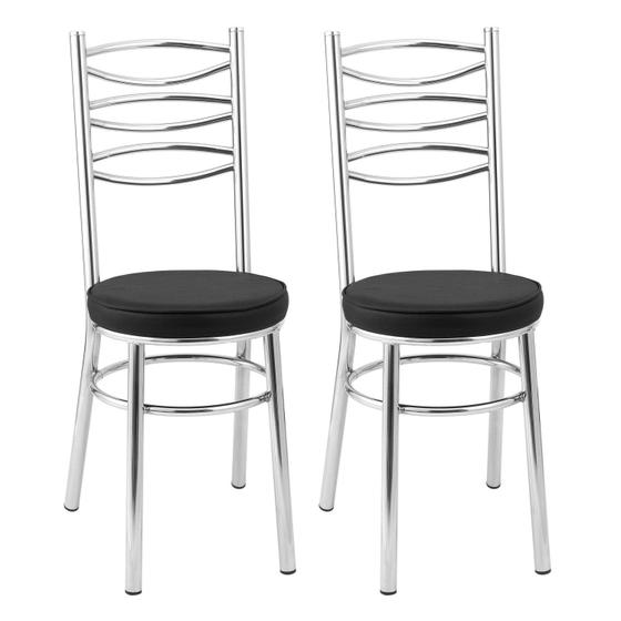 Imagem de Kit 2 Cadeiras para Cozinha Cc34 - A101 Cromado/Preto