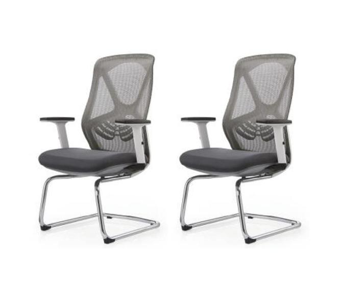 Imagem de Kit 2 Cadeiras para Escritório para Espera em Tela Mesh com Encosto e Assento na Cor Cinza. Base Fixa - Marca Bering