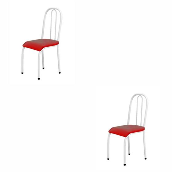 Imagem de Kit 2 Cadeiras Para Mesa De Jantar 104 Branco/Vermelho