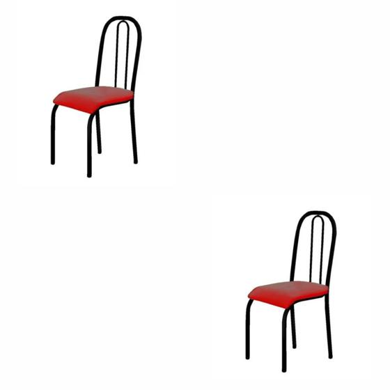 Imagem de Kit 2 Cadeiras Para Mesa De Jantar 104 Preto/Vermelho