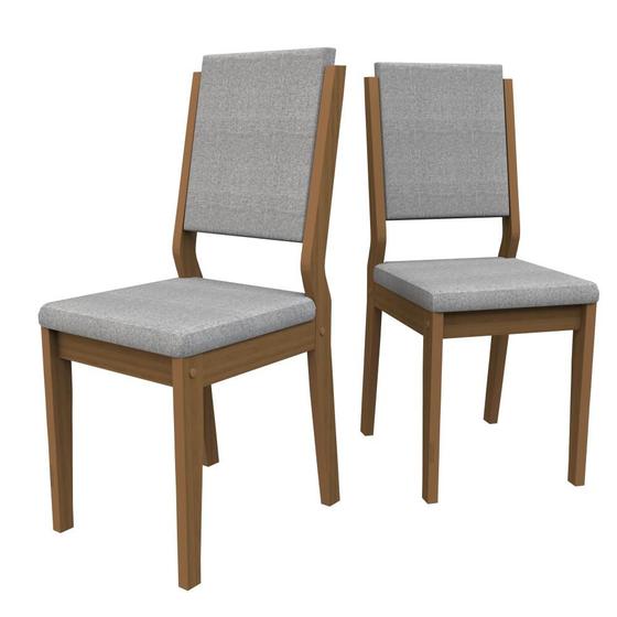 Imagem de Kit 2 Cadeiras para mesa de Jantar Carol Imbuia/Linho Cinza New Ceval