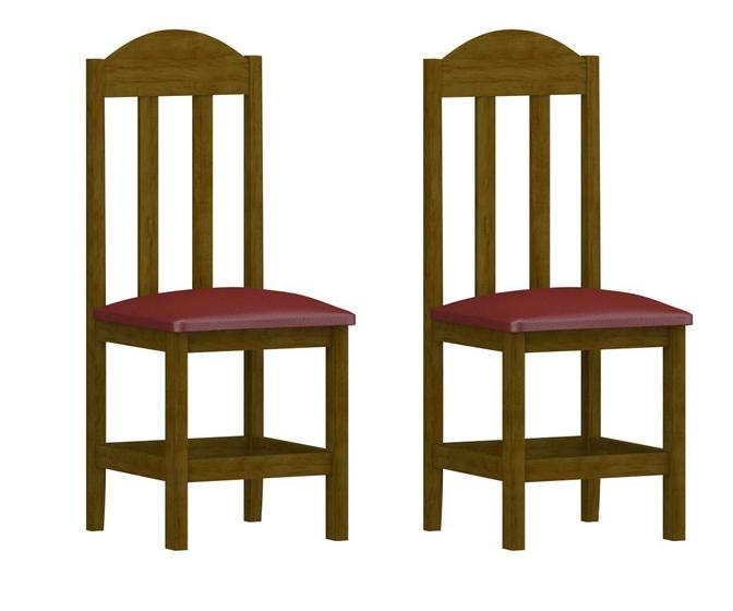 Imagem de Kit 2 Cadeiras Para Mesa De Jantar Madeira Maciça Estofado Safira Imbuia Corano Vermelho
