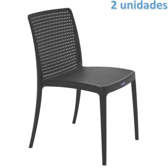 Imagem de Kit 2 cadeiras plastica monobloco isabelle preta tramontina
