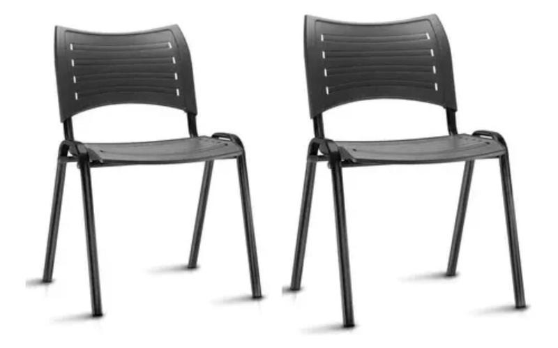 Imagem de Kit 2 cadeiras prisma iso fixa desmontável empilhavel para - recepçao sala de espera  cor preta ... fase  uma compra por cada kit 