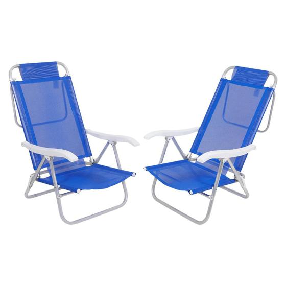 Imagem de Kit 2 Cadeiras Reclinável Sunny Alumínio 6 Posições Azul Bel