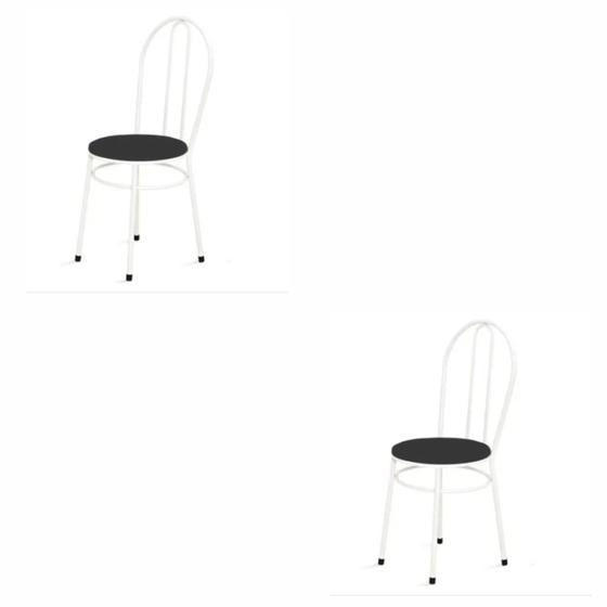Imagem de Kit 2 Cadeiras Redondas Para Mesa De Jantar 134 Branco/Preto