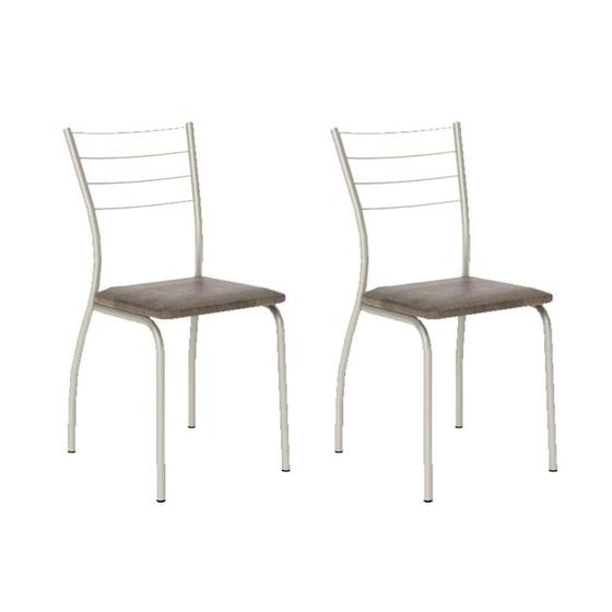 Imagem de Kit 2 Cadeiras Sala Jantar 1700 2 Un Prata - Assento Camurca Conhaque - Carraro