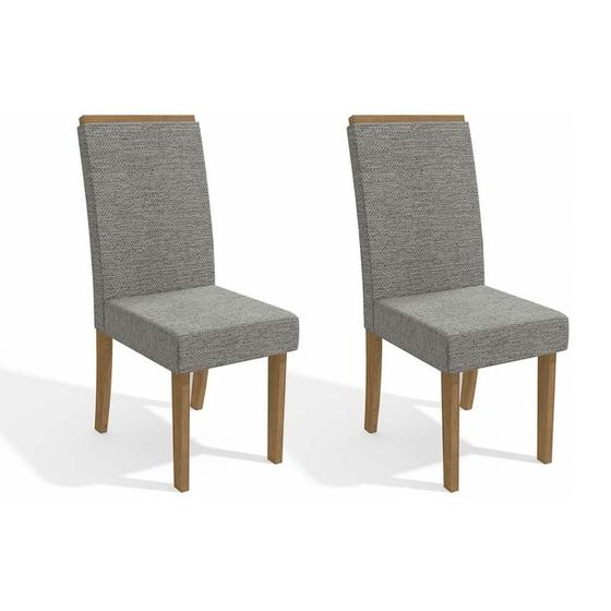 Imagem de Kit 2 Cadeiras Sala Jantar 2CAD142 2 Un Freijó - Assento/Encosto Linho Cinza Mesclado - Kappesberg