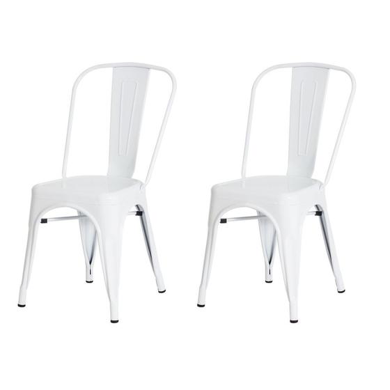 Imagem de Kit 2 Cadeiras Tolix Iron Design Branca Aço Industrial Sala Cozinha Jantar Bar