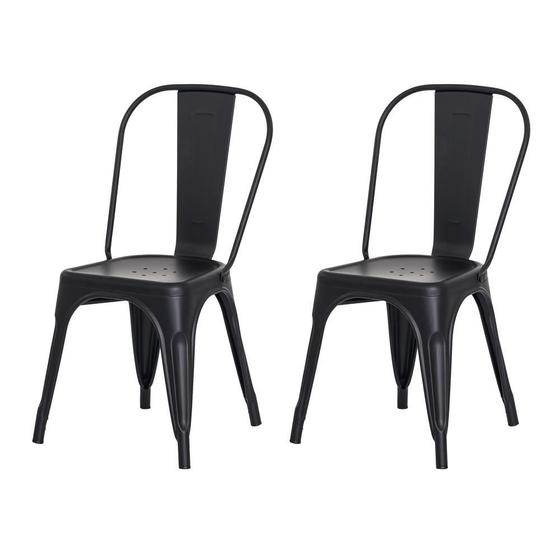 Imagem de Kit 2 Cadeiras Tolix Iron Design Preto Fosco Aço Industrial