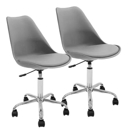 Imagem de Kit 2 Cadeiras Tulipa Eames Cinza Com Rodízios