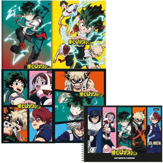 Imagem de Kit 2 Caderno Brochurão My Hero Academia + 1 Caderno Desenho
