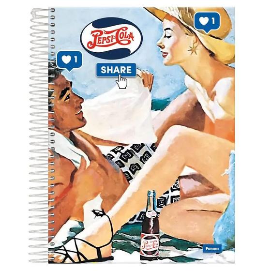 Imagem de Kit 2 Caderno Escolar Universitário Espiral 200 Folhas Pepsi