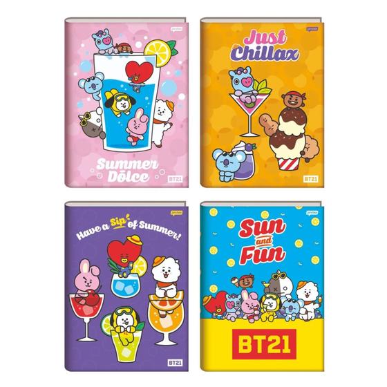 Imagem de Kit 2 Cadernos Brochurão BTS Bt21 KPOP SORTIDOS - Jandaia