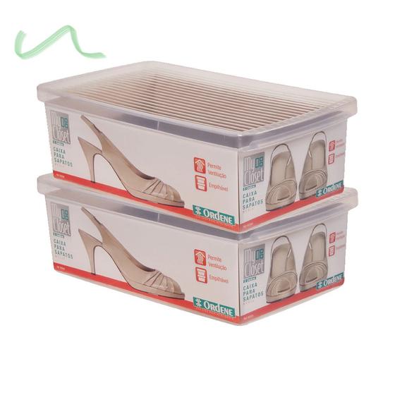 Imagem de Kit 2 Caixa De Sapato Transparente Para Organizar - Média
