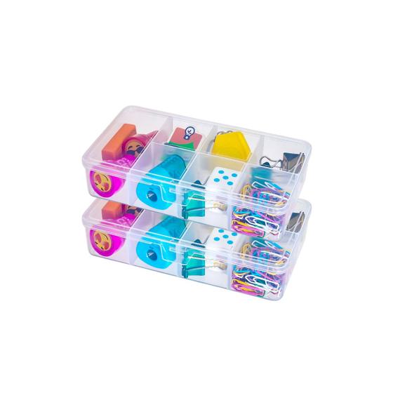 Imagem de Kit 2 Caixa Organizadora Transparente Com 7 Divisórias P Ref 488